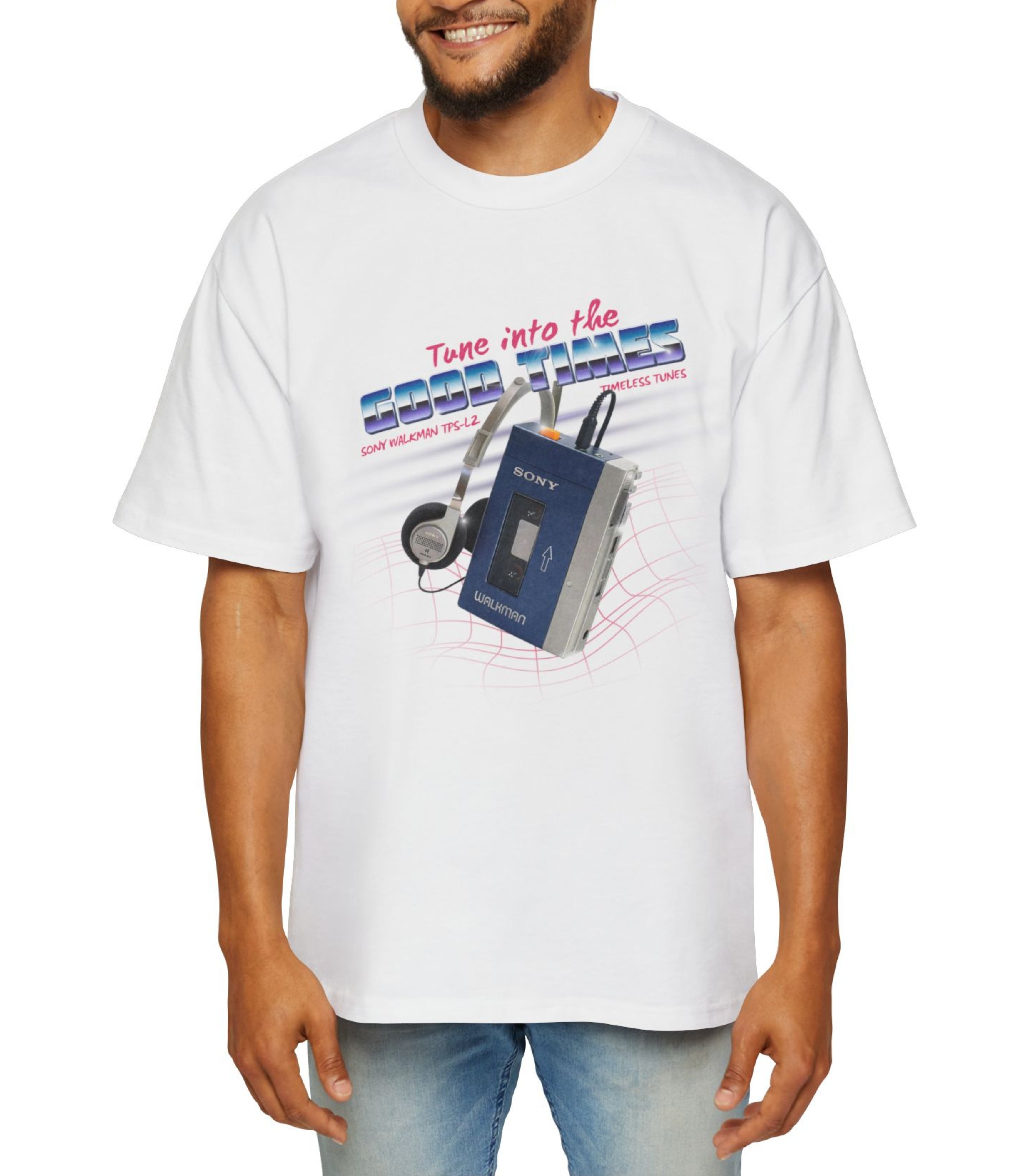 Retro Walkman Tune Into The Good Times Men's Oversized Tee