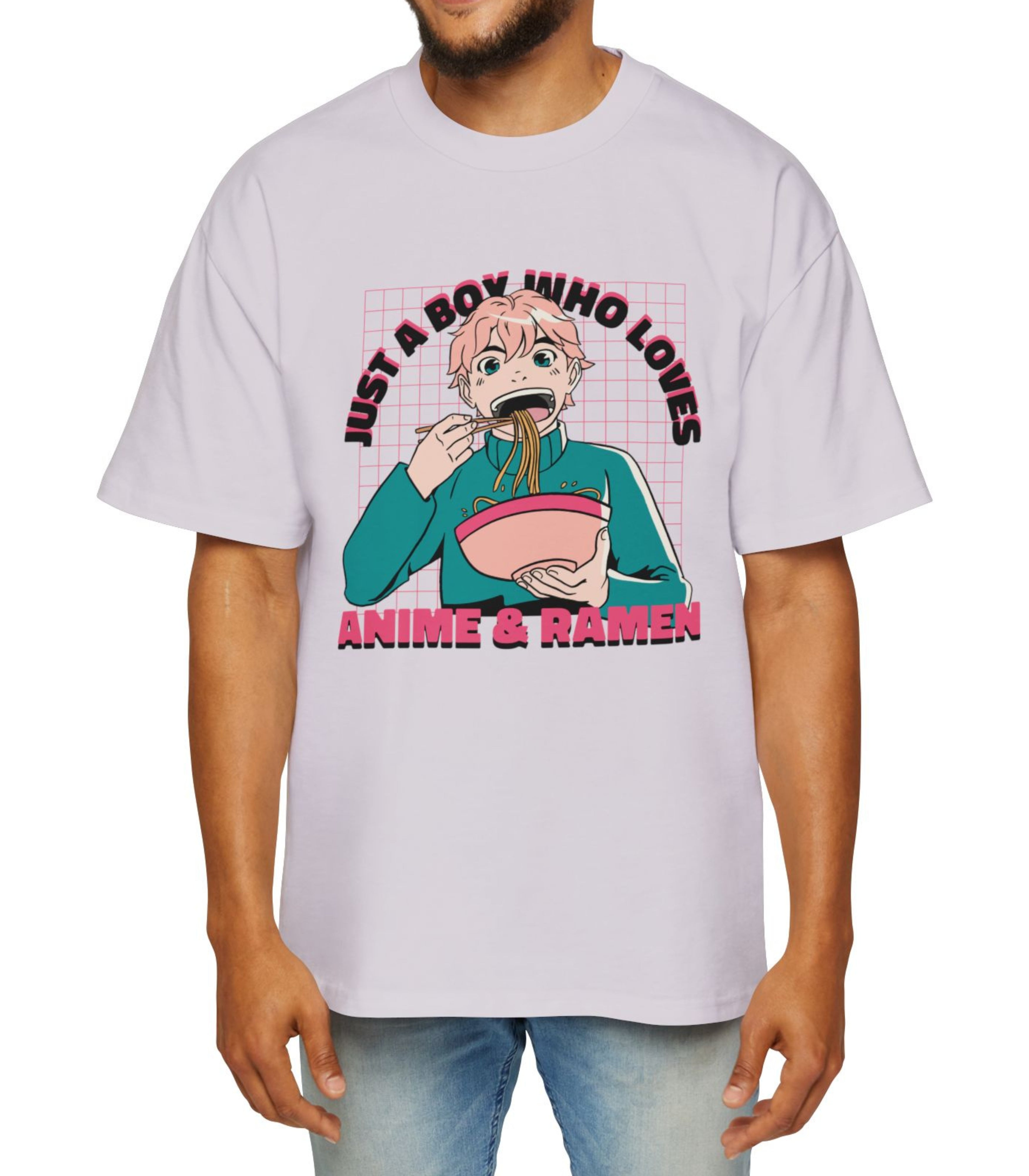 Just A Boy Who loves Anime And Ramen Men's Oversized Tee
