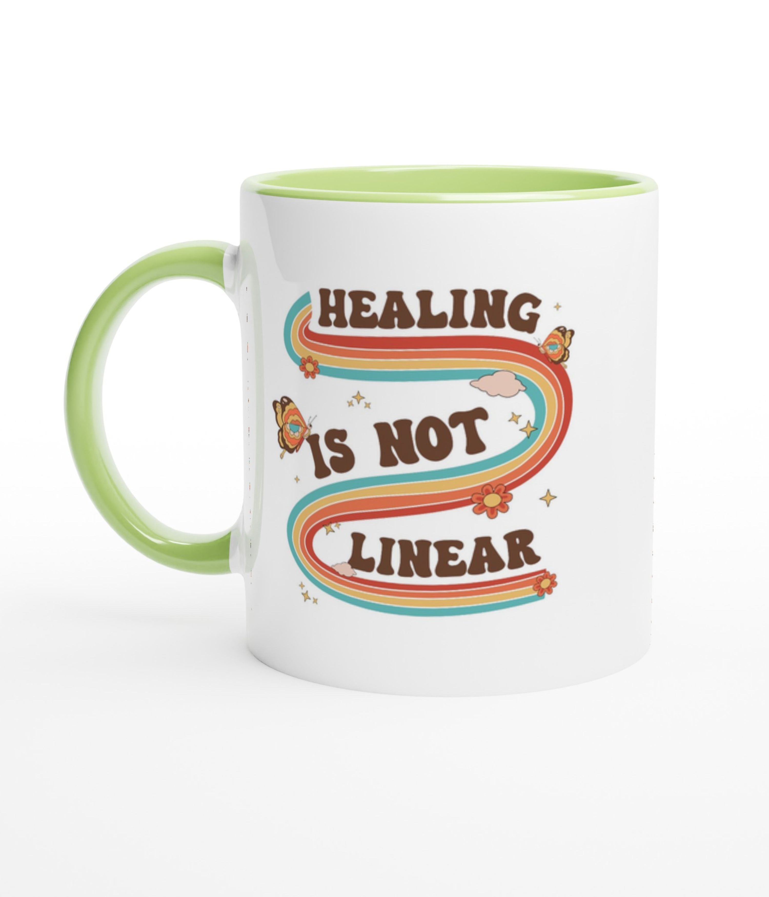 Healing Is Not Linear White Mug With Colour Inside