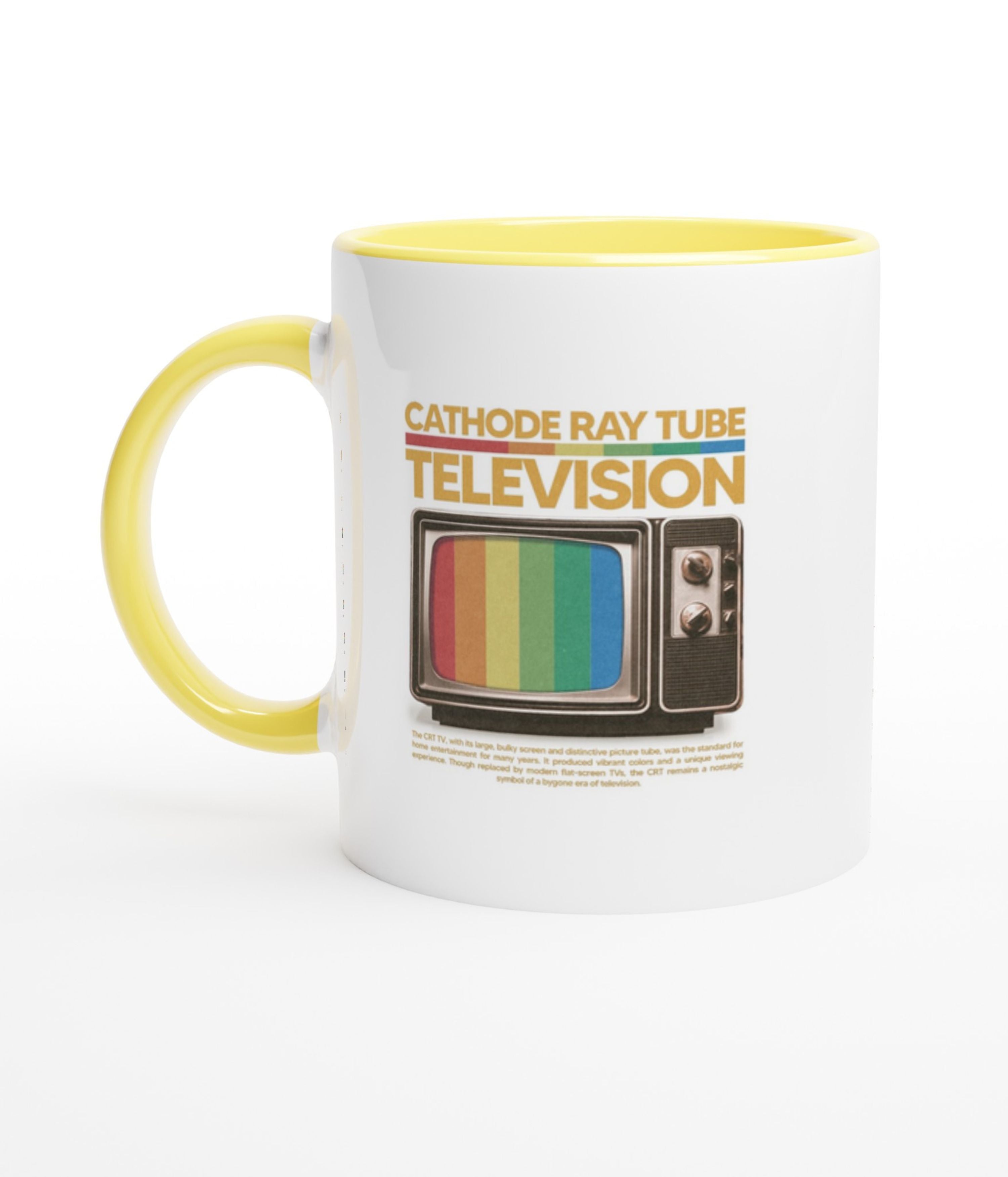 Vintage CRT TV White Mug With Colour Inside