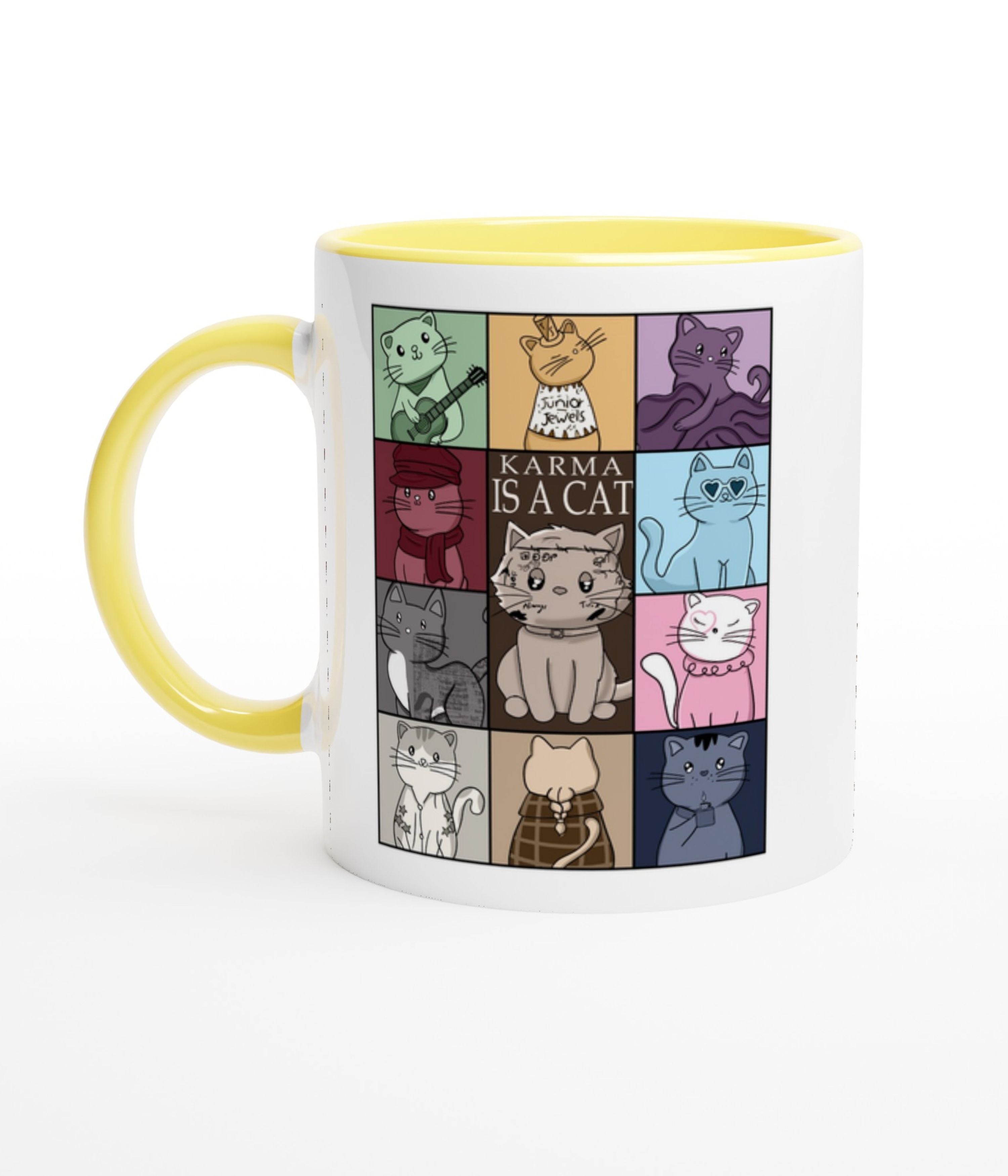 Karma Is A Cat White Mug With Colour Inside