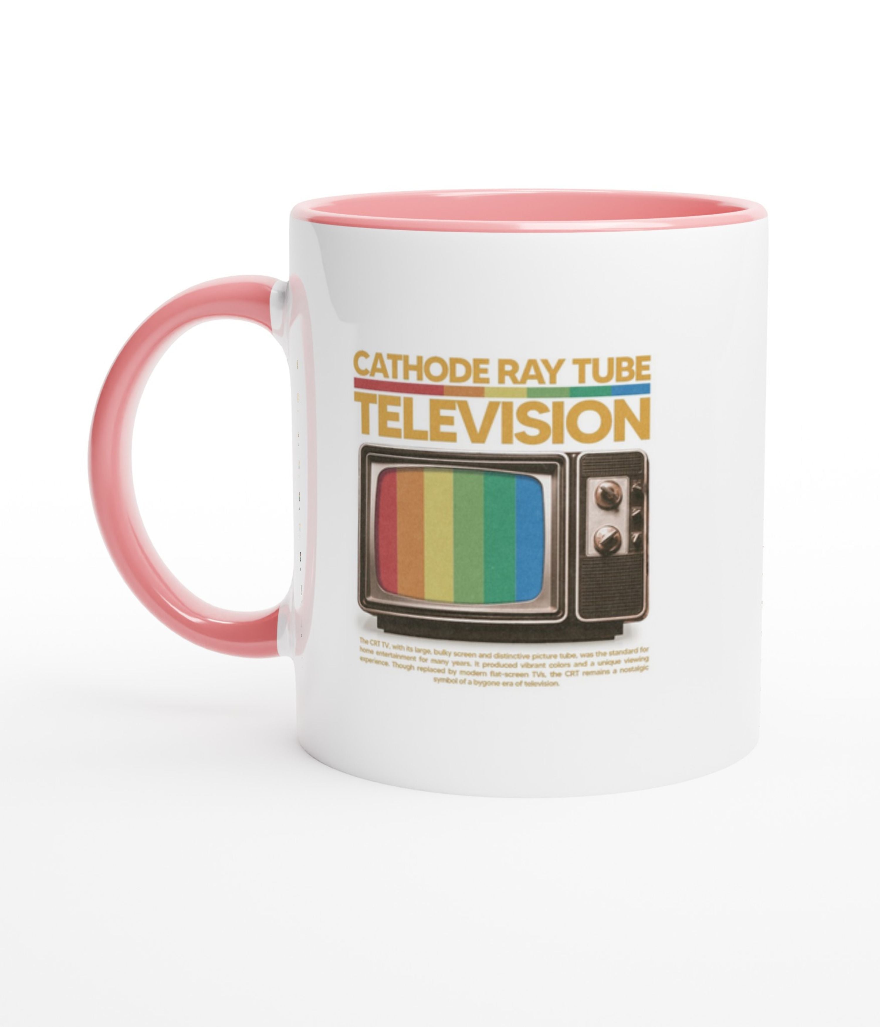 Vintage CRT TV White Mug With Colour Inside