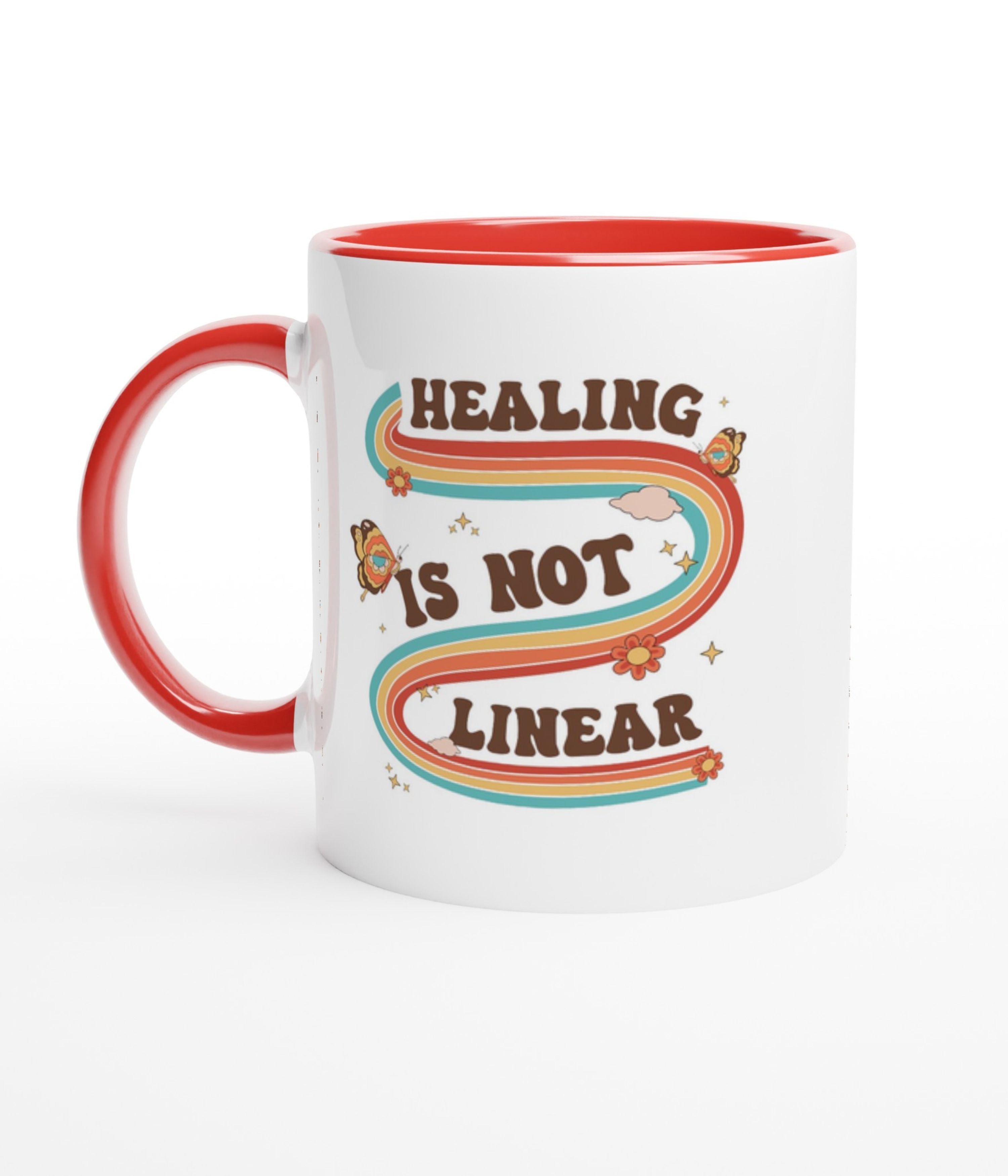 Healing Is Not Linear White Mug With Colour Inside
