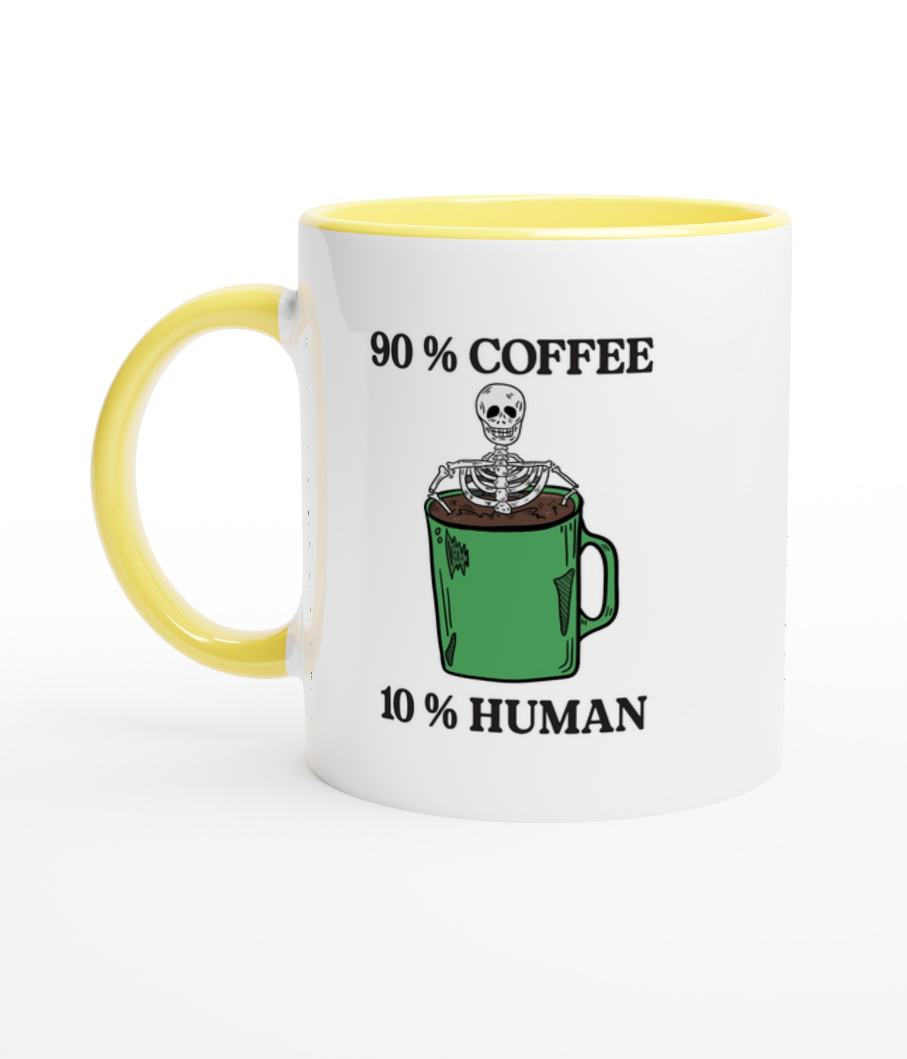 90% Coffee 10% Human Mug with Colour Inside
