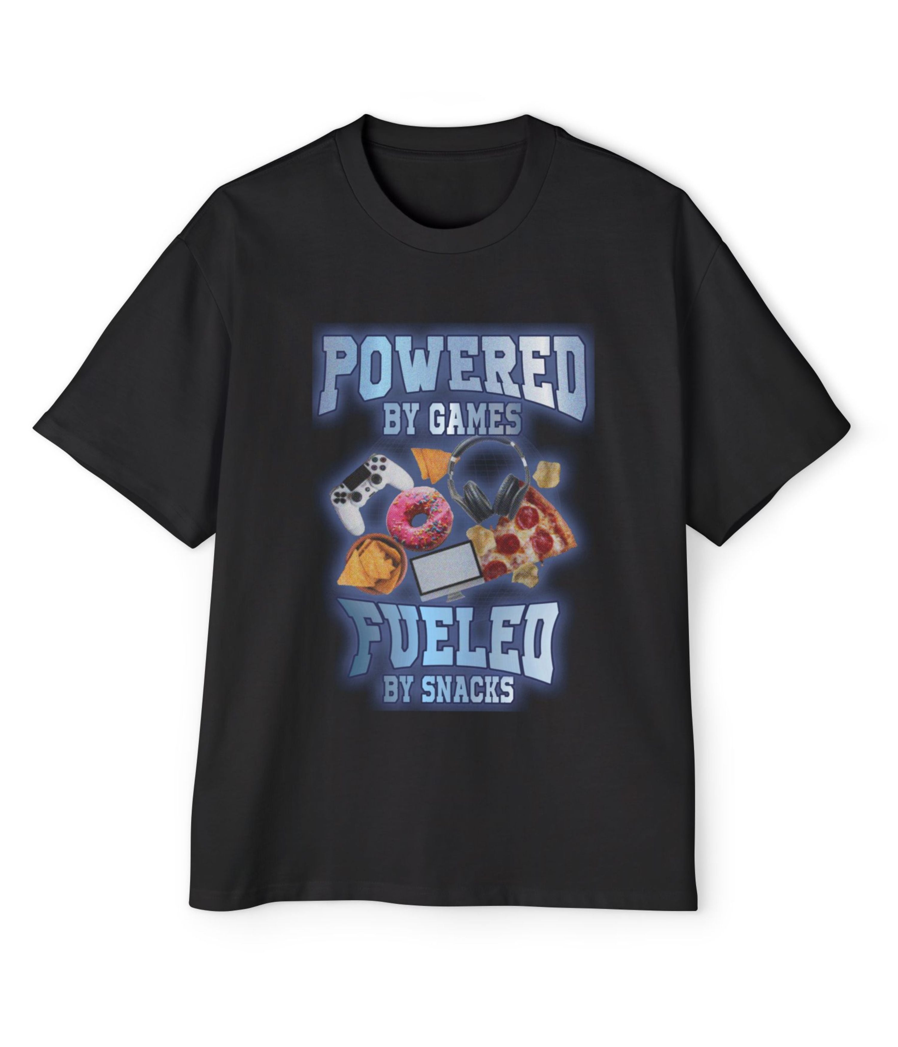Powered By Games Fueled By Snacks Men's Oversized Tee