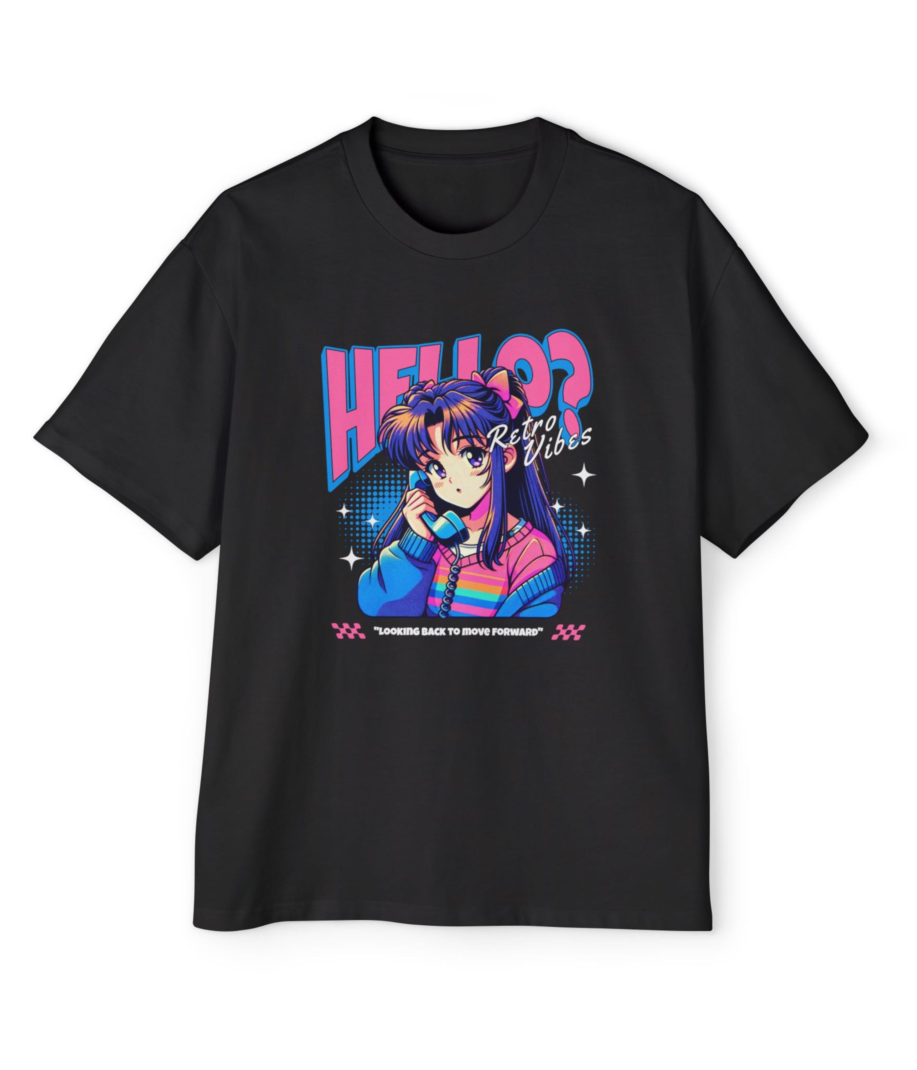 Hello? Retro Vibes Anime Men's Oversized Tee