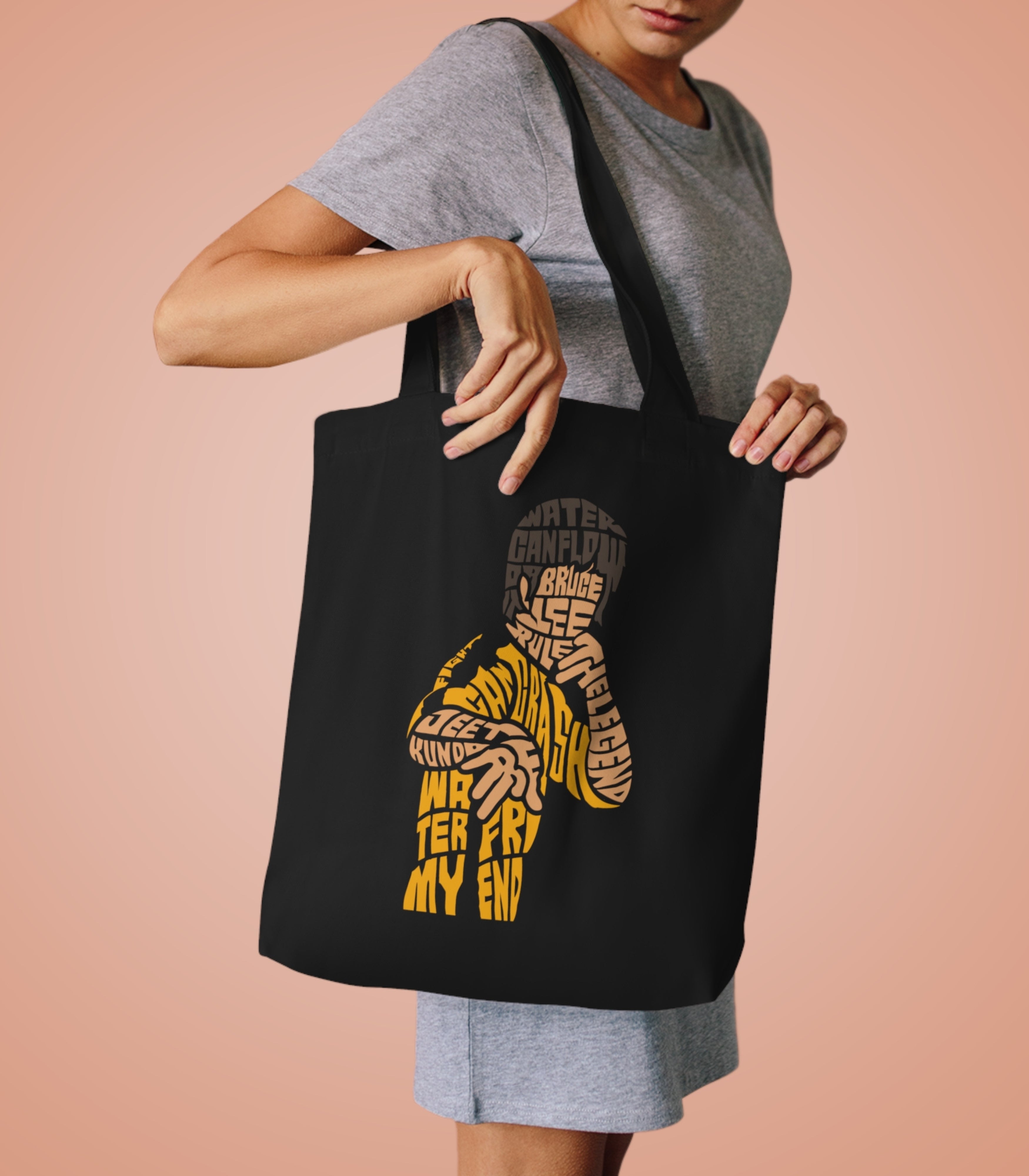 Bruce Lee Typography Tote Bag