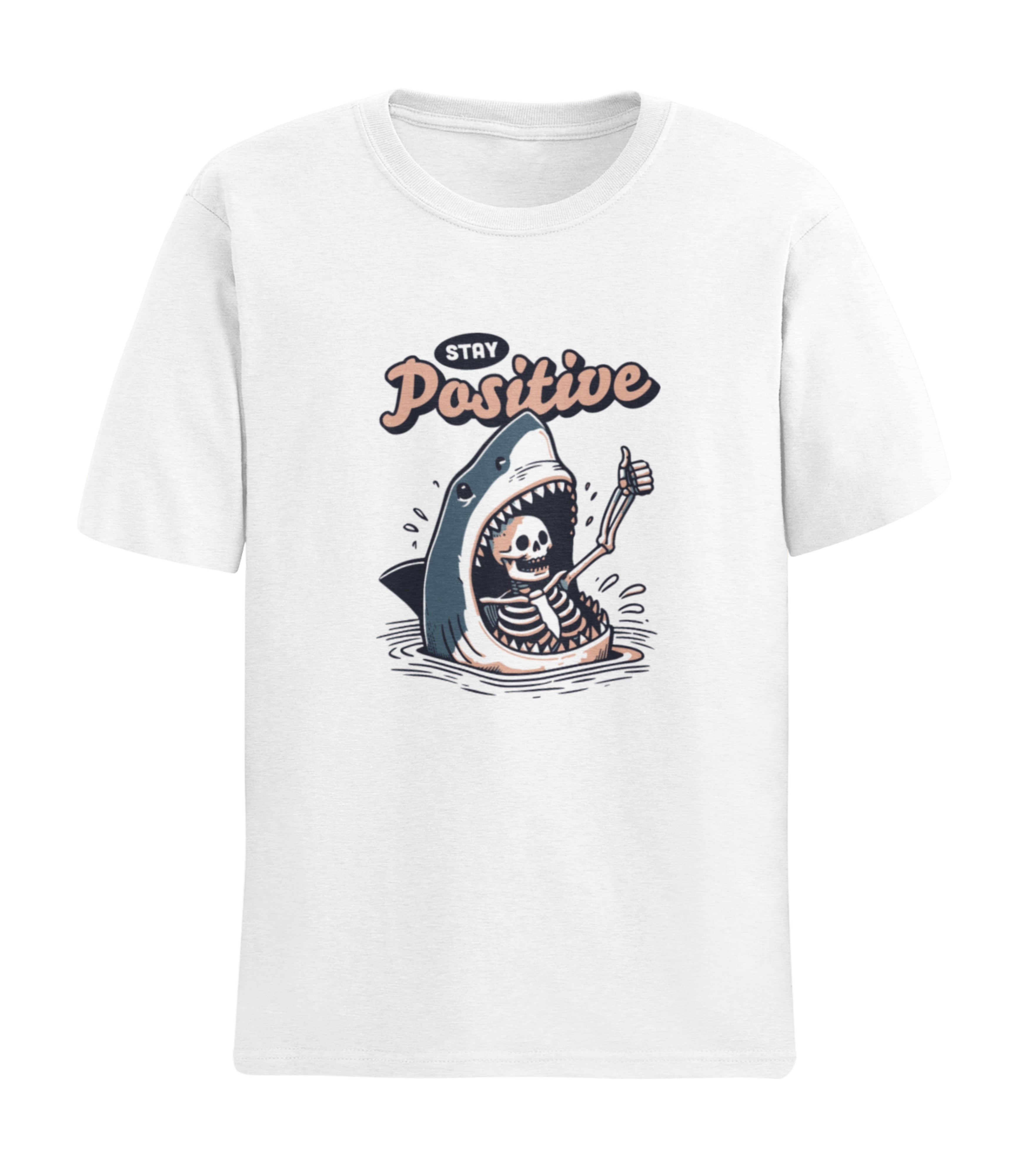 Stay Positive Skeleton Shark T-Shirt