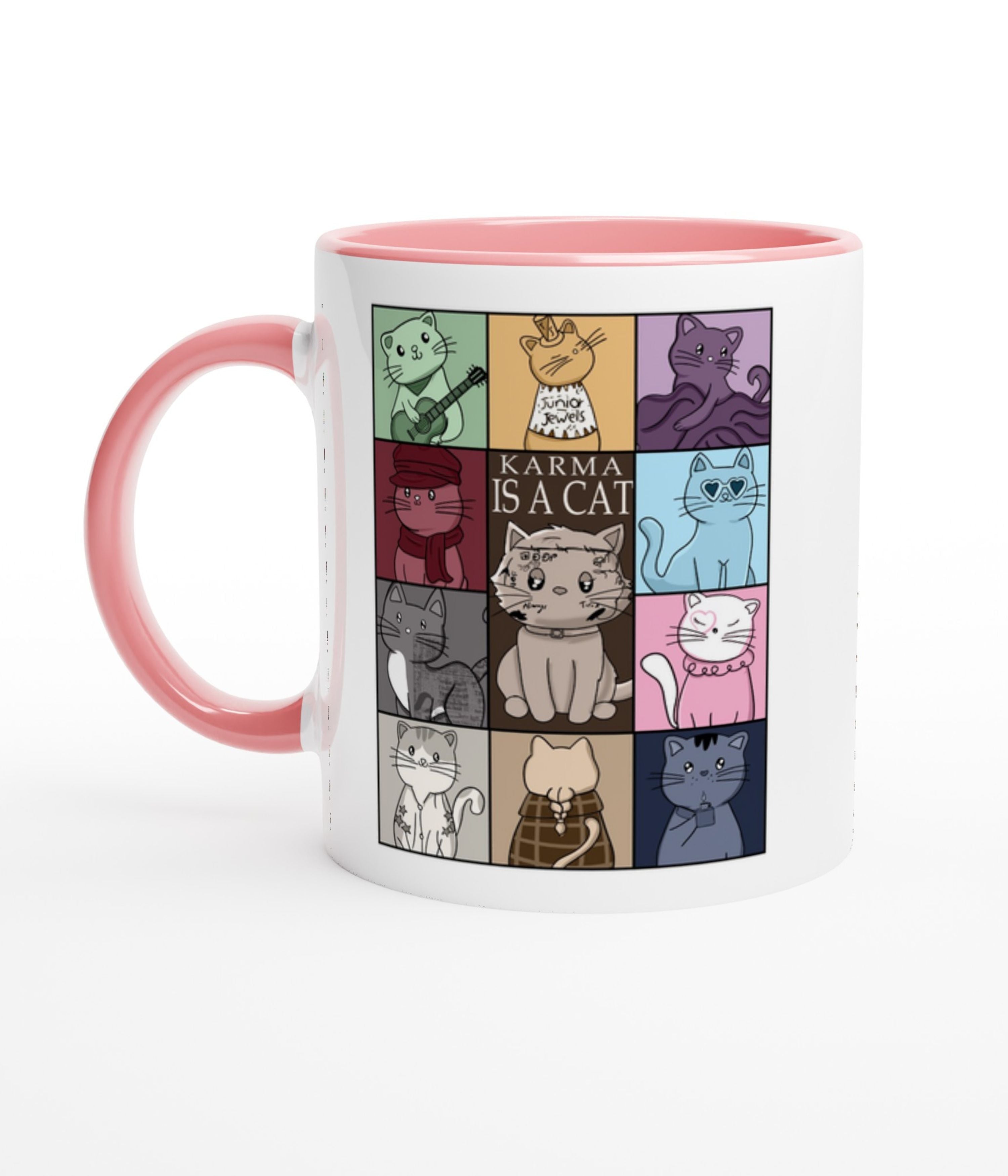 Karma Is A Cat White Mug With Colour Inside