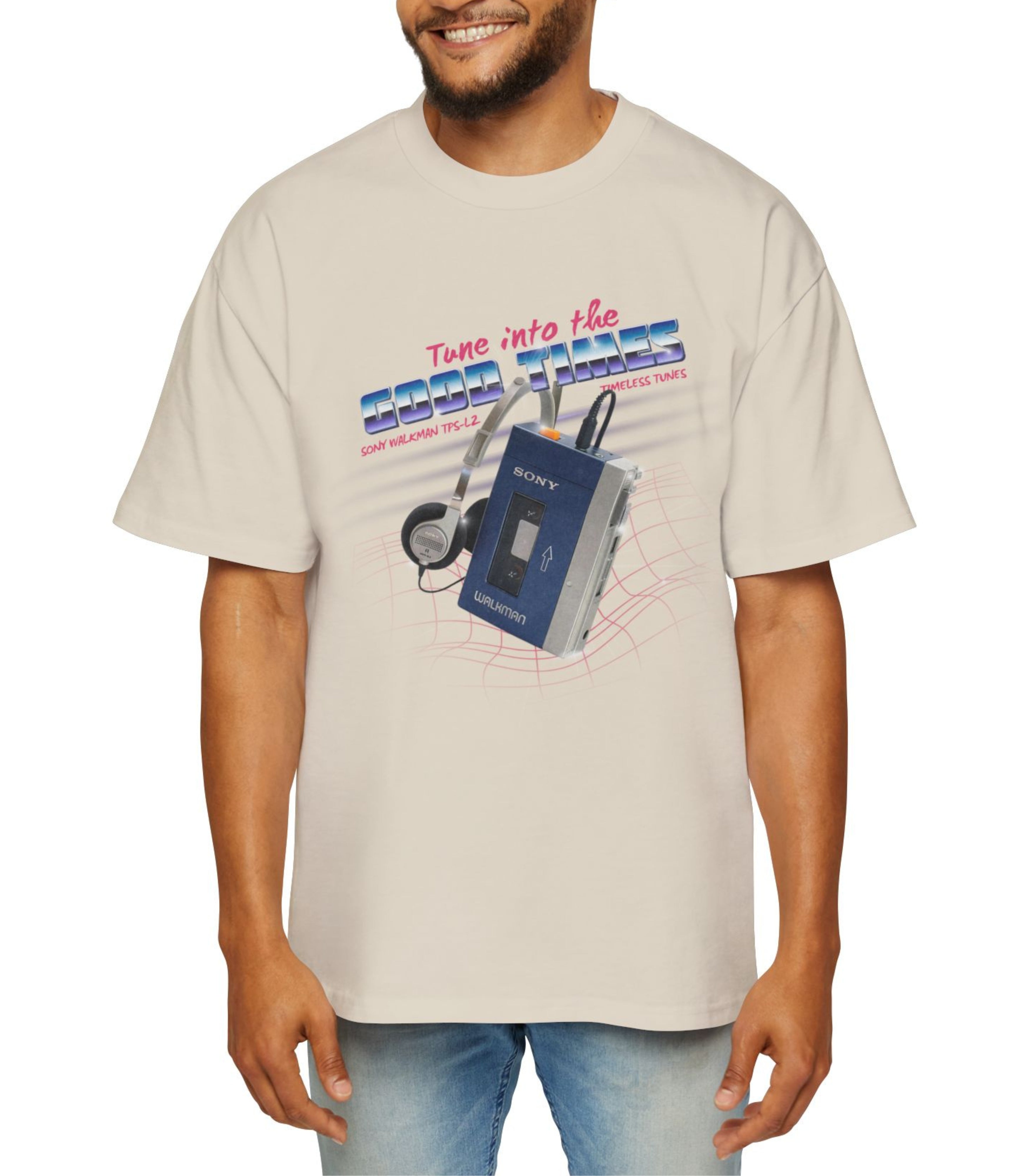 Retro Walkman Tune Into The Good Times Men's Oversized Tee