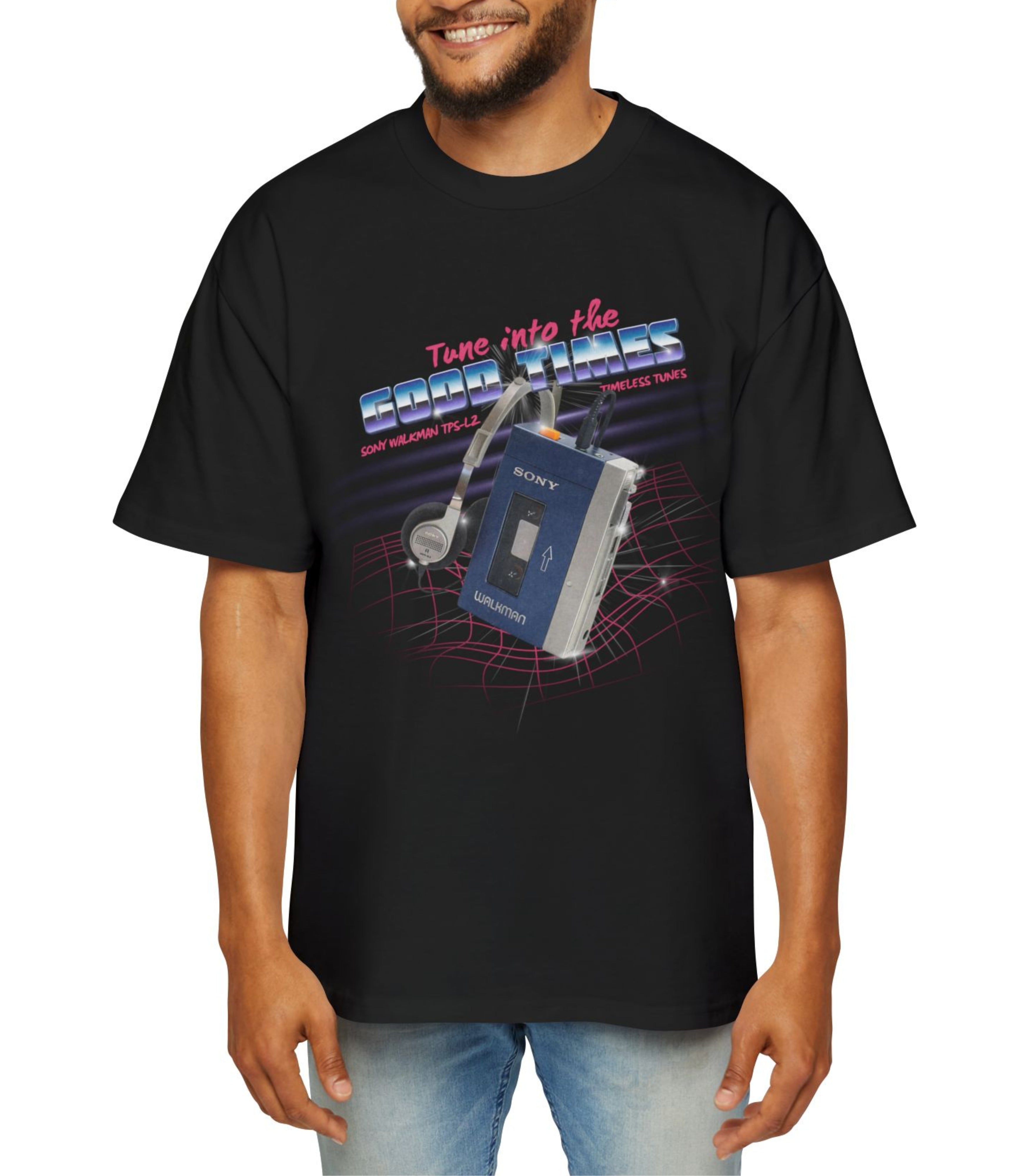 Retro Walkman Tune Into The Good Times Men's Oversized Tee