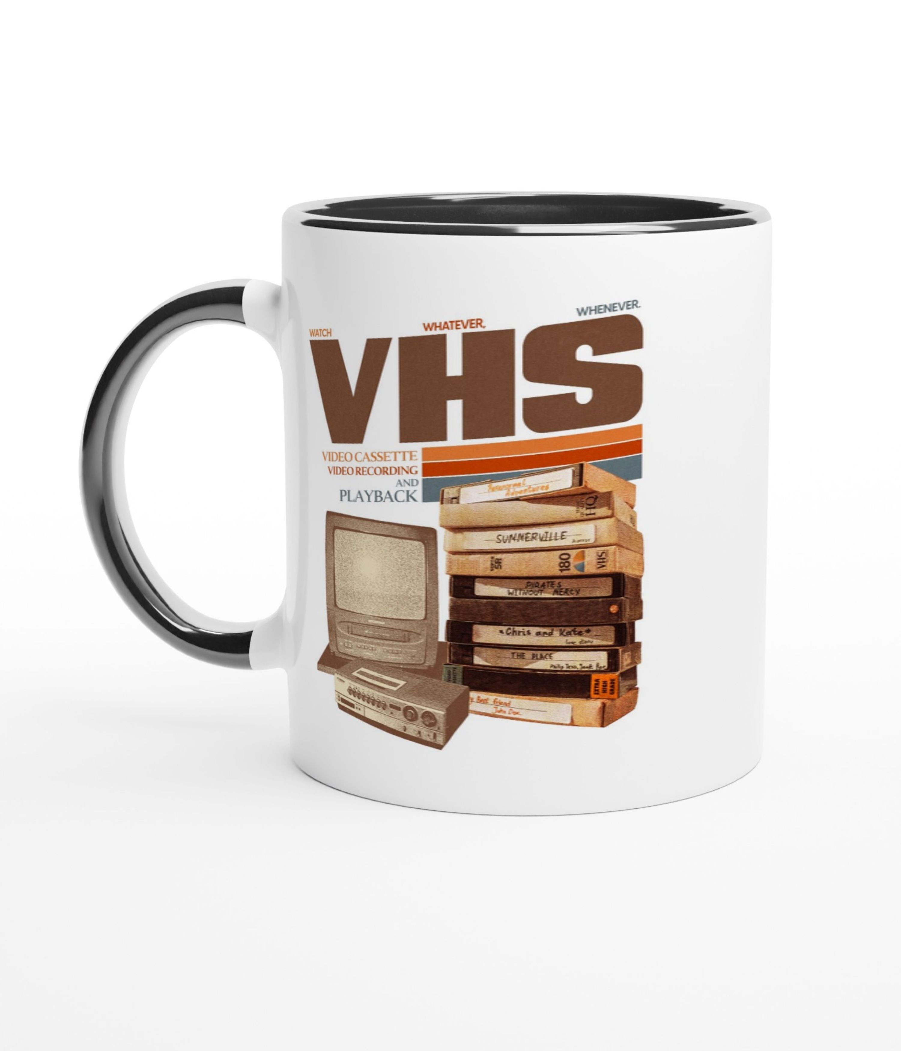 Vintage VHS Tapes White Mug With Colour Inside