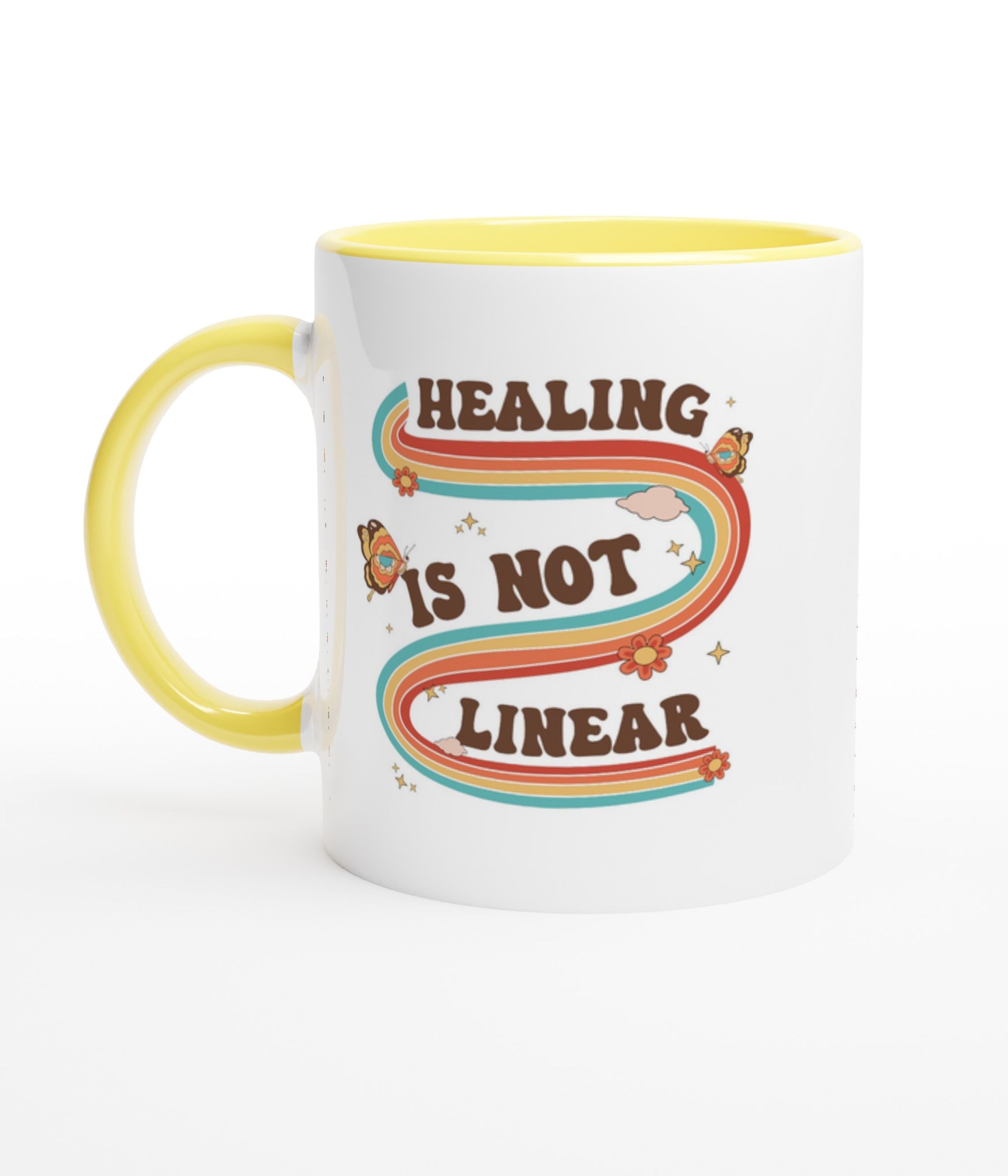Healing Is Not Linear White Mug With Colour Inside