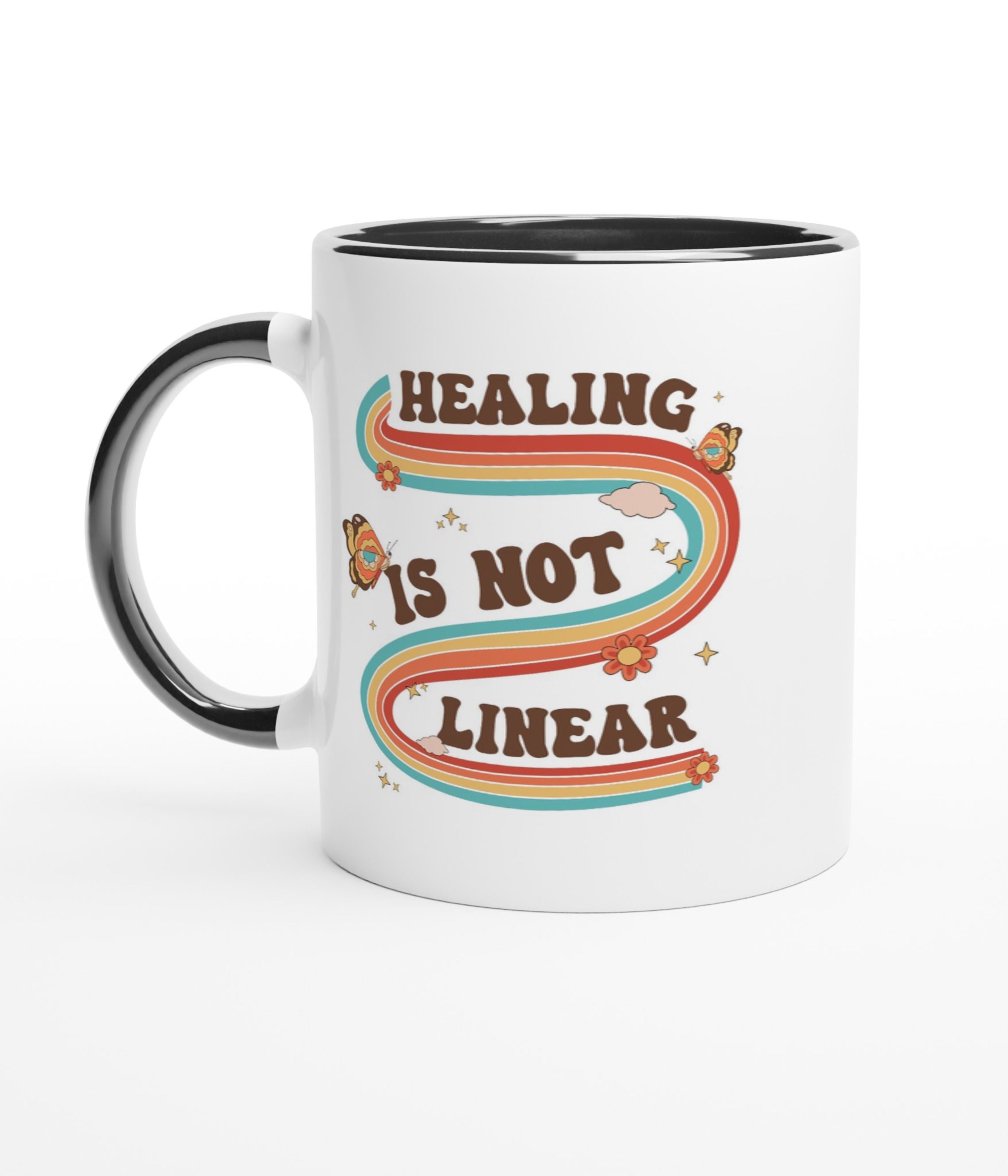 Healing Is Not Linear White Mug With Colour Inside