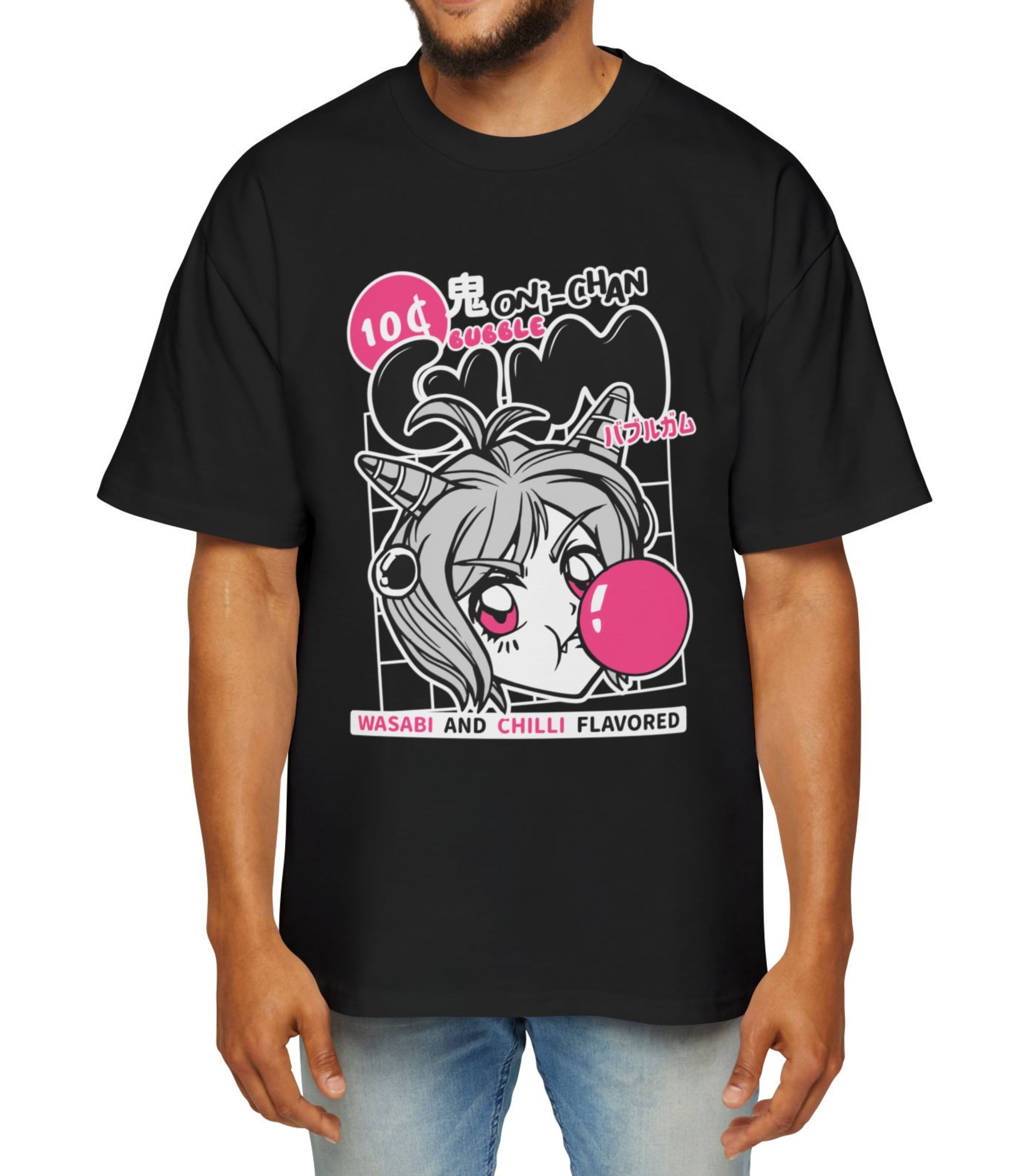 Oni Chan Bubble Wasabi And Chilli Flavored Men's Oversized Tee