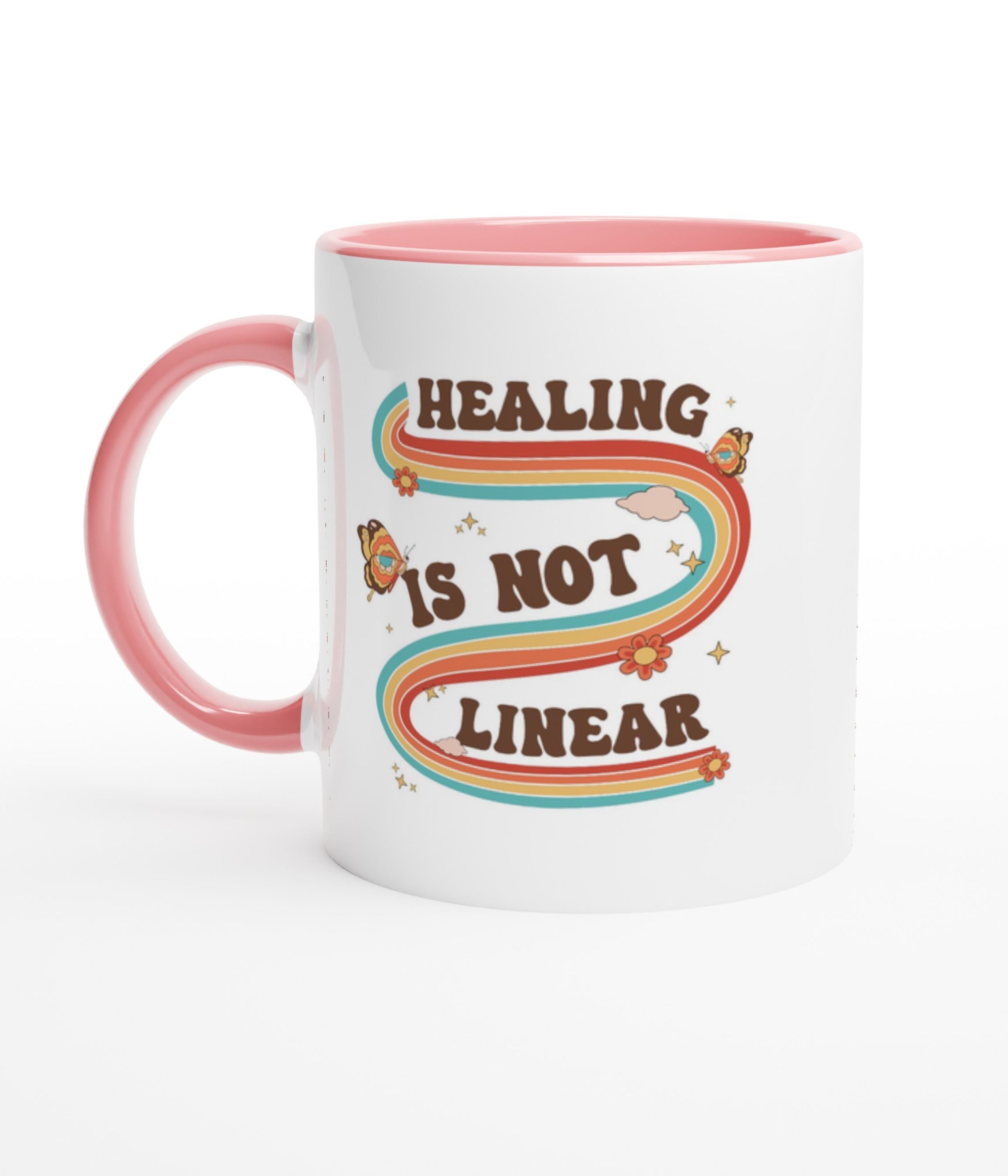 Healing Is Not Linear White Mug With Colour Inside