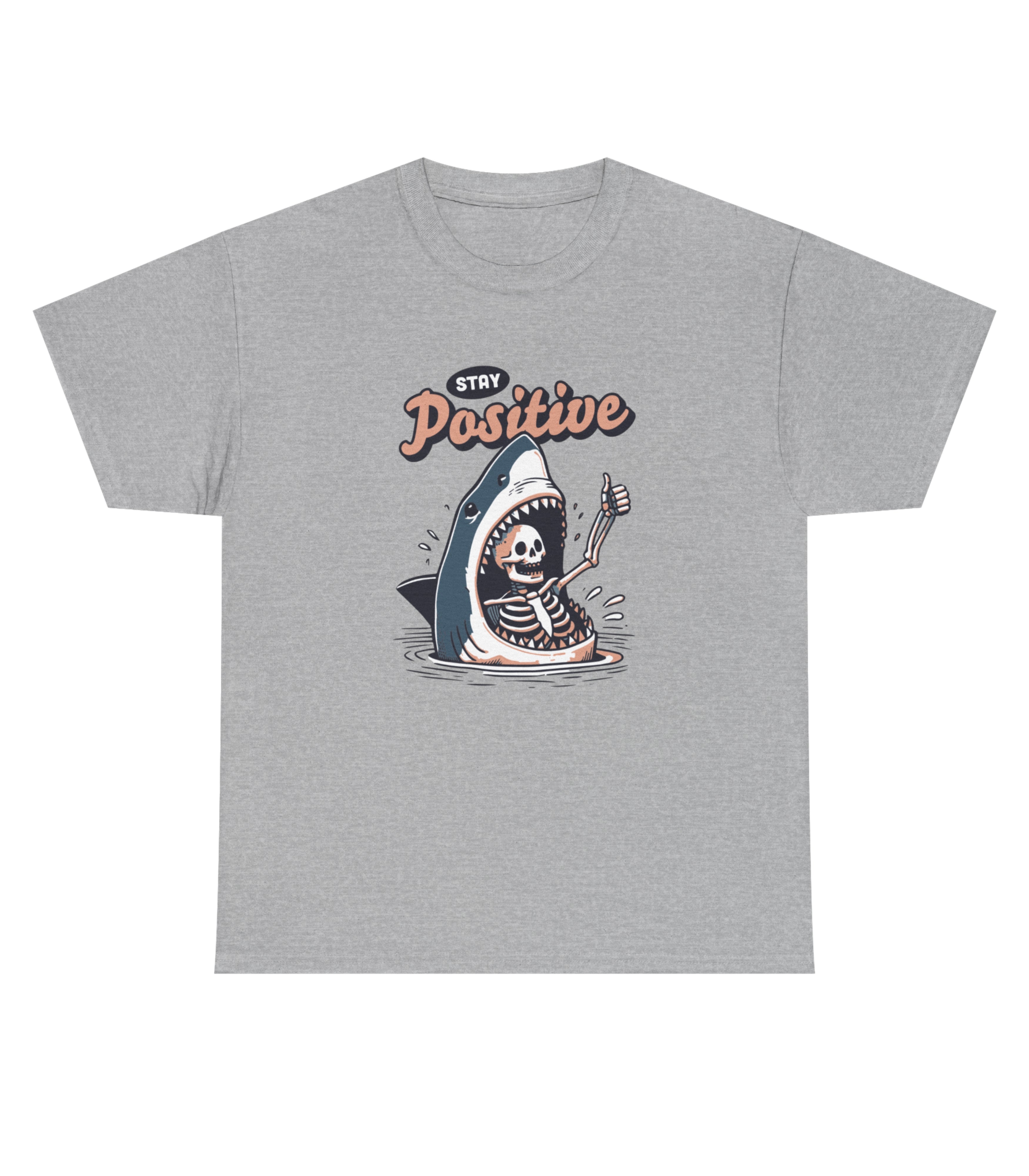 Stay Positive Skeleton Shark T-Shirt