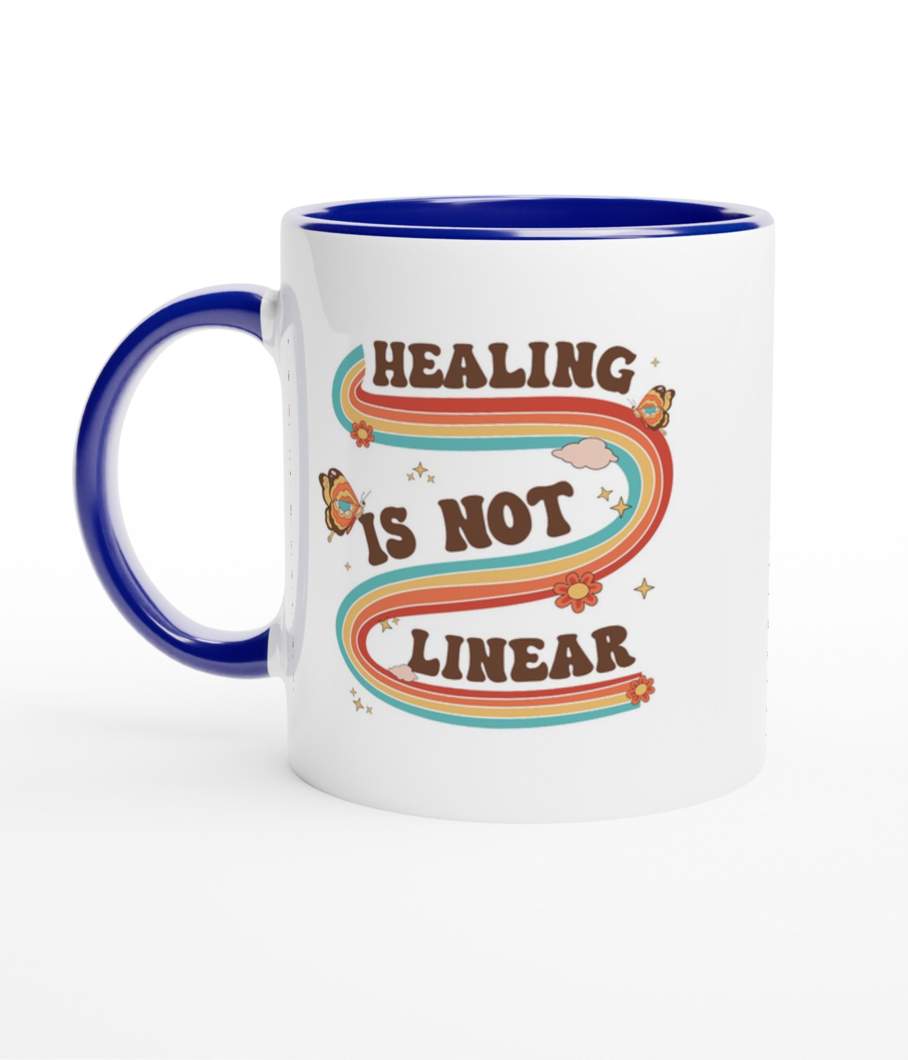 Healing Is Not Linear White Mug With Colour Inside