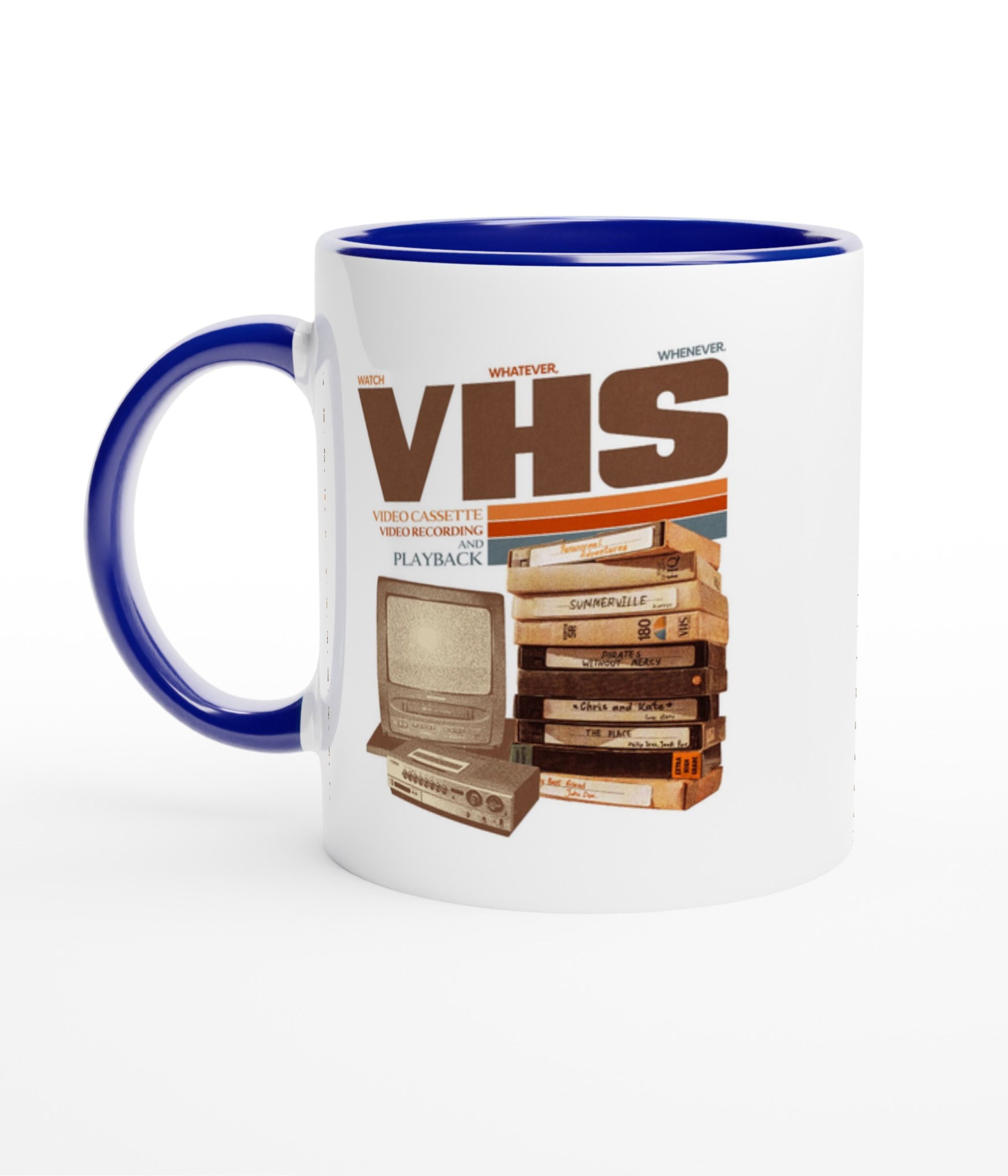 Vintage VHS Tapes White Mug With Colour Inside